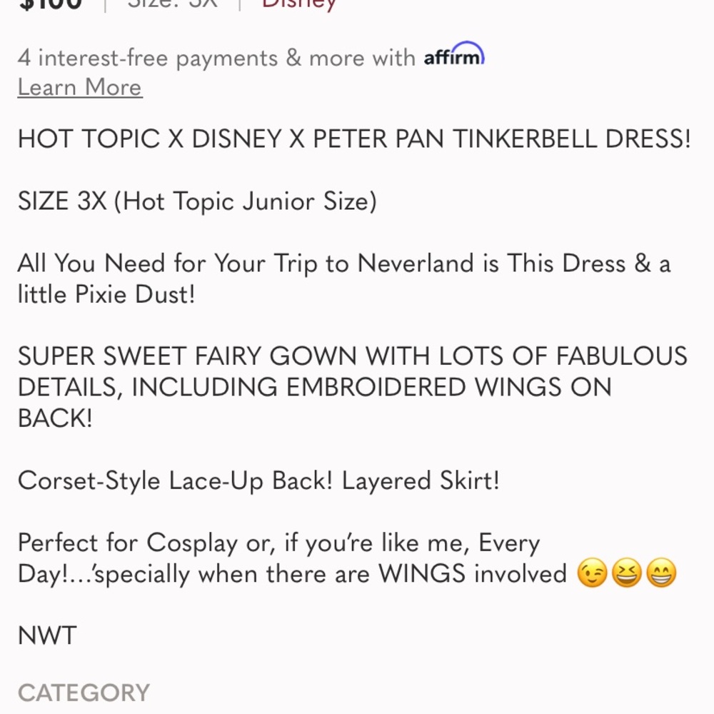 DISNEY PETER PAN TINKER BELL DRESS! - Picture 6 of 6
